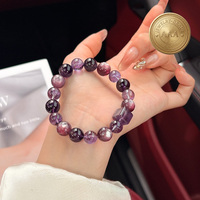 Pulsera de Amatista y Lepidolita en Cubos Naturales - Joyería de Energía Fuego Púrpura Periodo 9, Regalo Noble que Realza la Piel para Ella, FJYA