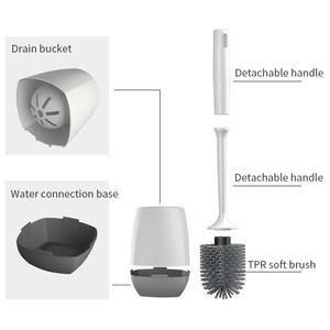 Nuevo Diseño, Juego de Cepillos de Limpieza para Baño de Secado Rápido, Color Gris, Material PP+TPR, Fácil de Cambiar y Lavar, Soporte de PP - Product Image 3