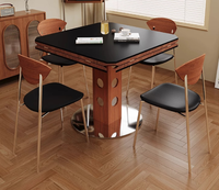 Ensemble de table à manger convertible en pierre frittée, base métallique pliable carrée à ronde, mobilier de salle à manger pour petit espace