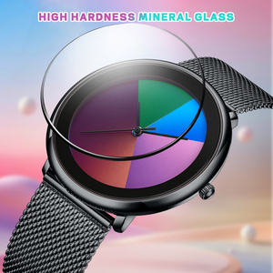 LIGE LG89278 orologio da polso impermeabile minimalista ultrasottile per gli uomini in acciaio inox maglia orologio cambiamento di colore da tempo - Product Image 4