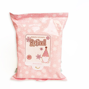 Nettoyage de Noël <span class=keywords><strong>lingettes</strong></span> humides démaquillant pour le visage pour paupière étiquette d'emballage personnalisée jetable OEM adultes nettoyage du visage doux - Product Image 4