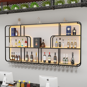 New Home Furniture Wall-mounted Red Wine Rack Luminous Display Restaurants Billiard <strong>Halls</strong> Counter Bar Wood Panel Metal Modern - Product Image 3