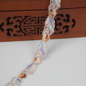 Свадебная кружевная ткань, сухая кружевная ткань высокого качества, роскошная кружевная ткань, вышитая бисером, полиэфирное кружево, этническая кружевная отделка - Product Image 2