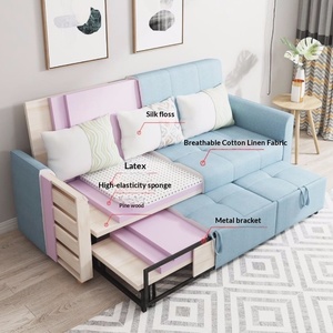 Minimalist Fabric Foldable Sofa <b>Bed</b> Pull Out Dual Purpose Multifunctional Couch For Small Household Living Room Bedroom - Product Image 3