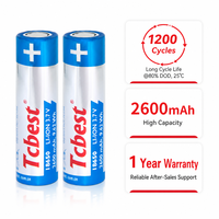 Cellule cylindrique rechargeable Li-Ion ICR 18650 3.7V 2600mAh, 1200 cycles, Grade A, pour lampe torche, batterie externe, appareil intelligent, OEM ODM