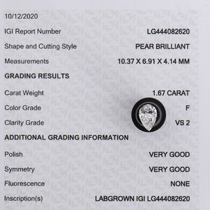 Diamantes sueltos cultivados en laboratorio de pera VS2 color claramente F al por mayor, diamantes cultivados en laboratorio con certificado IGI - Product Image 5