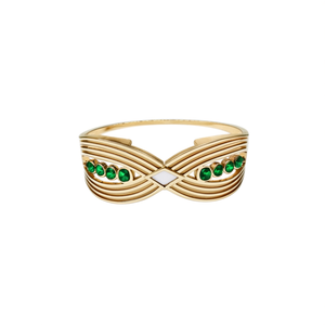 Fashion Cuff <b>Bracelet</b> 316L Stainless Steel PVD Gold Plating Green Gemstone Inlay Elegant Design - Product Image 2