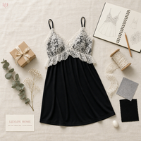 Robe Courte Sexy en Modal et Rayonne avec Dentelle, Style Minimaliste, Nuisette Camisole pour le Sommeil, Confort et Repos, Utilisation Quotidienne à la Maison