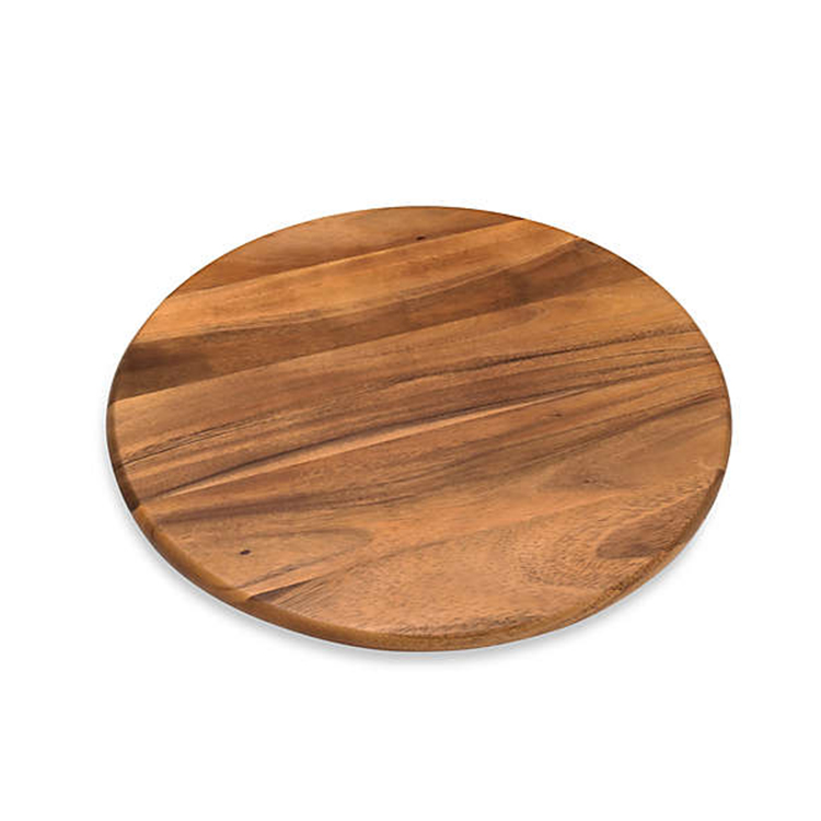 Wholesale kitchen block 10" 14" party turntable bamboo acacia wood lazy susan