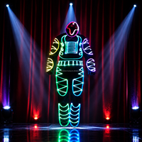 Costume de danse en fibre optique, costume de scène lumineux RGB, tenue de festival, tenue de DJ, tenue de club, tenue de robot cyberpunk pour unisexe