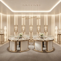 Comptoir de présentation de bijoux en verre rond haut de gamme avec éclairage LED, vitrine circulaire pour bijouterie, aménagement complet de magasin