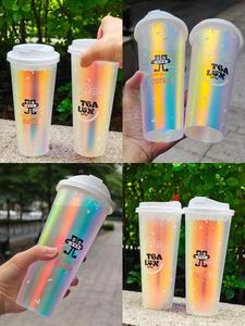 Vaso de Plástico Desechable de 360ml-700ml con Tapa y Adhesivo Interior Personalizado con Logotipo, para Té con Leche, Café y Otras Bebidas - Product Image 2