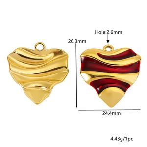 จี้รูปหัวใจสแตนเลสสตีลลายหยดน้ำมัน สำหรับทำสร้อยคอ ต่างหู DIY - Product Image 2