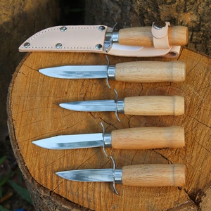 Coltello da intaglio a lama dritta con manico in <span class=keywords><strong>legno</strong></span> di faggio inciso e doppio proteggi dita, sicuro <span class=keywords><strong>per</strong></span> bambini, ideale <span class=keywords><strong>per</strong></span> <span class=keywords><strong>il</strong></span> campeggio - Product Image 1