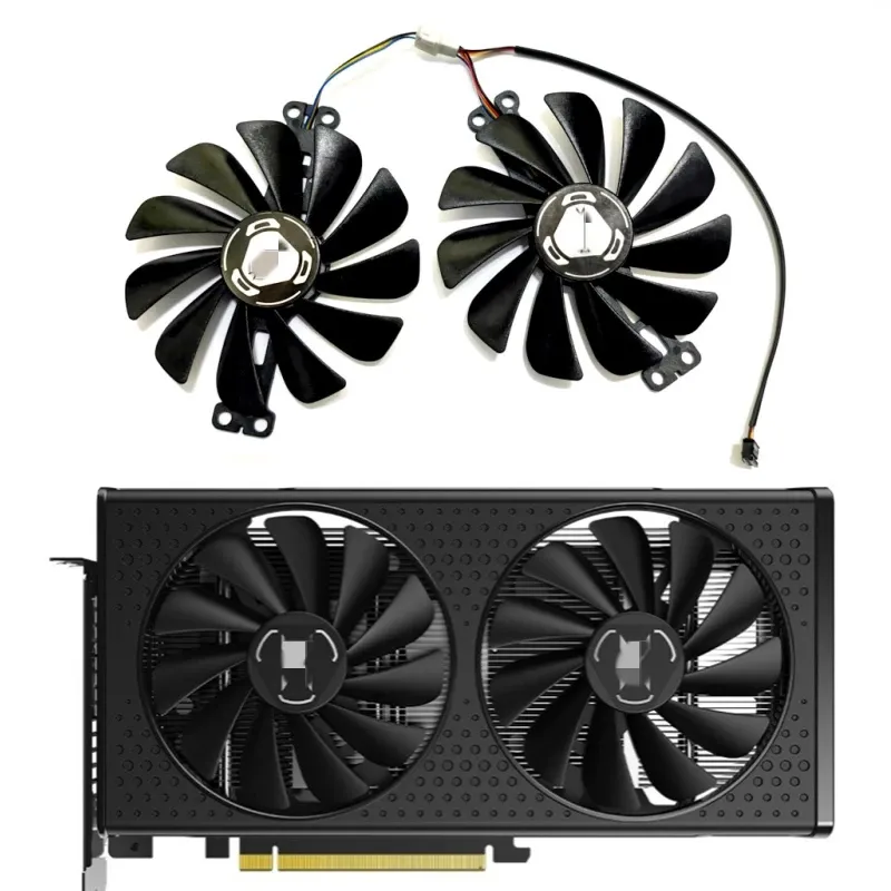 새로운 95MM FY09010M12LPA 그래픽 카드 팬 XFX Radeon RX 6600 RX 6600XT 8GB Speedster SWFT 210 코어 그래픽 카드 냉각 팬