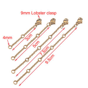 Lobster Clasp Tail <strong>Chain</strong> <strong>Extender</strong> | 18K PVD <strong>Gold</strong> Plated Stainless Steel Necklace Bracelet Extension for DIY Jewelry Making - Product Image 2