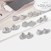 Boucles d'oreilles clous Hip Hop en laiton, style Bling mignon, avec micro-pavé de zircon cubique, plaqué or 18 carats, design Iced Out, pour femme, cadeau