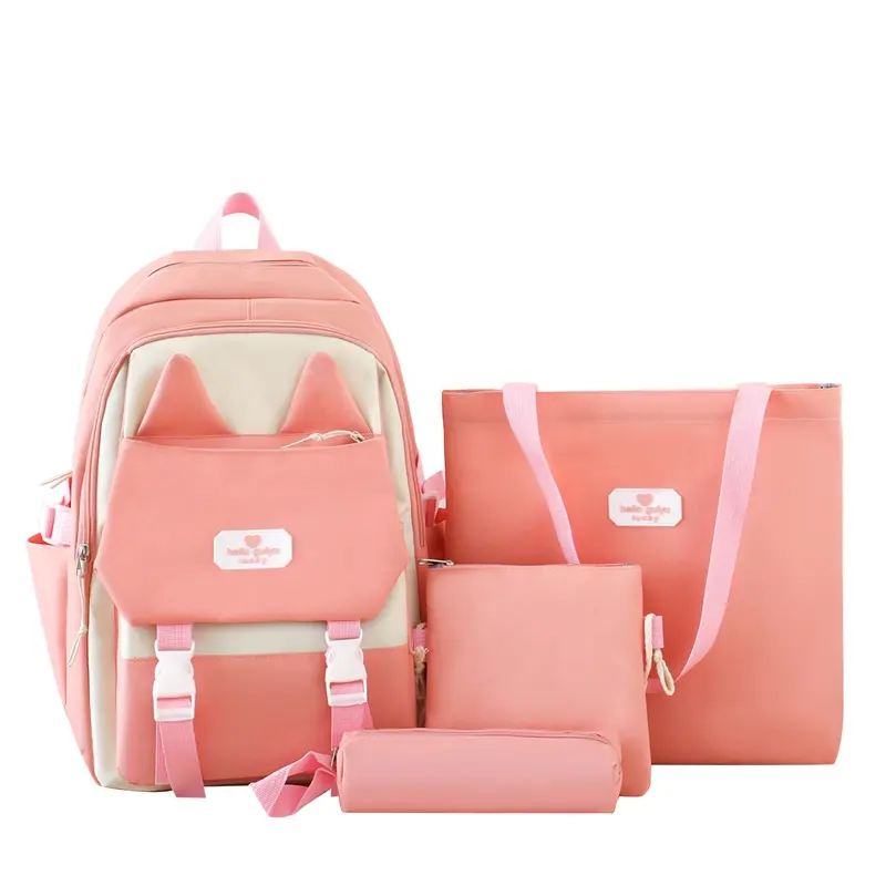 बच्चों के लिए नया आगमन रंगीन प्यारा कार्टून फैशन बैकपैक, कावई लड़कियों के स्कूल बैग के लिए नया डिज़ाइन बैग 4in1 सेट बैग