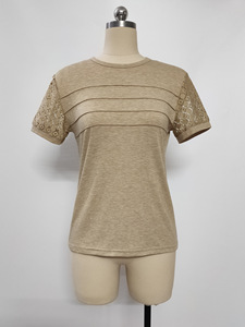 Camicie da donna a maniche corte eleganti top estivi in <span class=keywords><strong>pizzo</strong></span> primavera alla moda magliette Casual graziose camicette da lavoro - Product Image 5