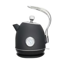 Bouilloire électrique rétro de style européen 1,8 L 1500 W en acier inoxydable avec contrôle de température pour la maison et la cuisine