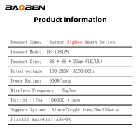 BAOBEN Interrupteur intelligent Zigbee à gros boutons, sans fil, télécommande vocale, sans fil neutre