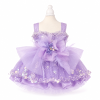 Robe de luxe pour chien et chat, violette, faite à la main avec des perles, des paillettes et des strass, robe de cérémonie personnalisée pour animaux de compagnie