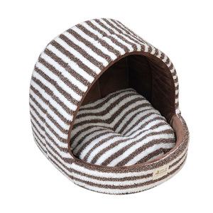 Tail To Stylish Pet <b>Bed</b> Round Brown White Striped Removable Cover Cat <b>House</b> Winter Warm - Product Image 5