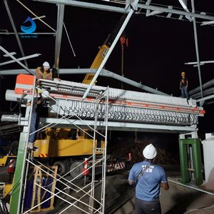 <span class=keywords><strong>Presse</strong></span> à filtre industrielle avec cadre en acier au carbone et pompe à diaphragme pneumatique en acier inoxydable 304 pour la déshydratation des boues - Product Image 6