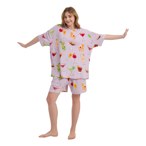Conjunto de Pijama de Bambú para <span class=keywords><strong>Mujer</strong></span>, Tallas Grandes, Largo hasta la Rodilla, Transpirable, de Secado Rápido, para Primavera/Verano, Fabricación OEM - Product Image 2