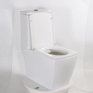 Cuvette de toilette carrée en céramique moderne, WC monobloc à siphon, double chasse, à poser au sol, pour salle de bain - Product Image 2