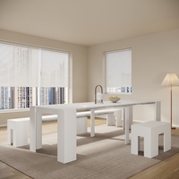 Table à manger transformable moderne en bois, extensible, de luxe, rectangulaire, pliable, pour appartement et hôtel