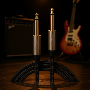 Câble audio Ugreen 5M en nylon tressé mâle vers mâle 6,5 mm P10 pour instrument, guitare, basse avec connecteurs plaqués or et tressage - Product Image 2