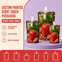 Pochette souple personnalisée pour snacks aux baies, sachet d'emballage souple à fond plat avec bouchon à vis pour l'emballage alimentaire et des boissons