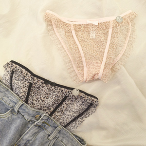 Culottes en dentelle à imprimé léopard de style japonais - Sous-vêtements en maille transparente sans couture pour femmes, à porter au quotidien - Product Image 4
