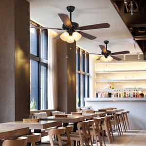 Ventilador de techo con motor de CC retro moderno con luz LED y control remoto para sala de estar, dormitorio, comedor - Product Image 5