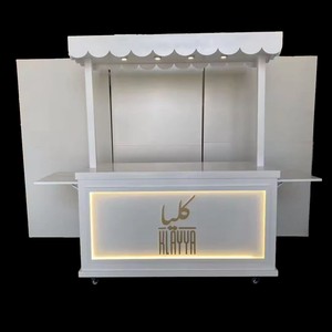 Klayya Wooden Stall <b>Stand</b> 4 Wheel Outdoor Mobile Food Cart With Lights And Display Racks For <b>Night</b> Market Use - Product Image 1
