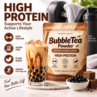 Suplemen Protein Tinggi Label Pribadi OEM Bebas Gula Minuman Instan Teh Bubble Protein Nabati Rasa Gula Merah Bubuk Teh Bubble