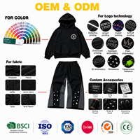 Survêtements en molleton 100% coton avec logo personnalisé du fabricant, pantalon évasé vintage épais, service OEM, survêtement sportif pour homme