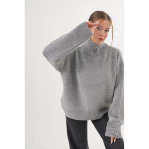 Pull en maille à col roulé gris pour femme, manches longues, décontracté, anti-boulochage, épais et chaud pour l'hiver - Product Image 6
