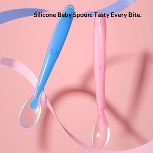 Cuchara de Silicona para Bebés con Contenedor, Cuchara Suave con Mango para Recién Nacidos, <span class=keywords><strong>Vajilla</strong></span> con Diseño Sólido - Product Image 2