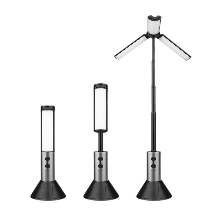 Gunmetal gray retractable camping light