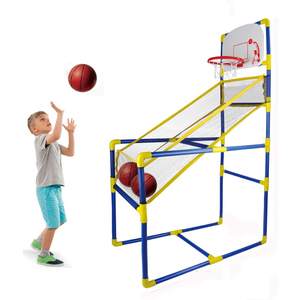 Mainan Dudukan Basket Dalam Ruangan Anak-anak, Permainan Basket Dalam Ruangan dengan Bola dan Pompa, Mainan Olahraga Luar Ruangan, Bermain Bola Interaktif Keluarga