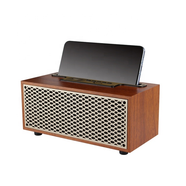High Power Wood Classic Speakers Wooden Soundbar Blue Tooth Speaker With Phone Holder