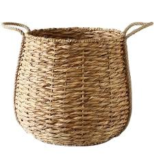 Natural Water Hyacinth Weaving Storage <b>Basket</b> Bins <b>with</b> <b>Handles</b> and Metal Frame New Design Bin Storage Solution - Product Image 4