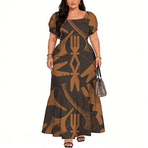 Abito alla Moda con Motivo Tribale Fidžiano <span class=keywords><strong>Rosa</strong></span>, Trendy e Molto Richiesto per le Feste Abito da donna con scollo a O e gonna ampia - Product Image 4