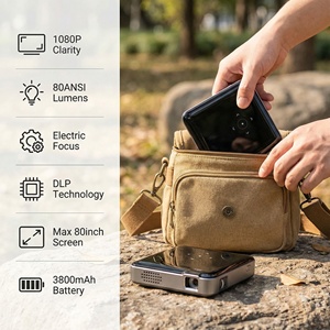 Mini projecteur 4K, compatible avec les films, cinéma intelligent à domicile, jeux, réunions, vidéo portable en extérieur, projecteur pour téléphone portable, batterie intégrée - Product Image 3