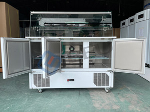 Thương mại duy nhất nhiệt độ thép không gỉ salad Bar hiển thị tủ lạnh làm mát bằng không khí bánh pizza truy cập hàng đầu salad Showcase - Product Image 3