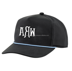 Casquette de baseball personnalisée à 5 panneaux, structurée, à visière incurvée, avec fermeture snapback, vente en gros pour hommes, broderie, casquettes de sport avec corde - Product Image 2