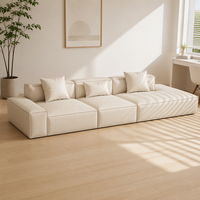 Canapé VONLIVA une place pour petits salons, style moderne de luxe léger, en cuir silicone tons crème, minimaliste italien, droit