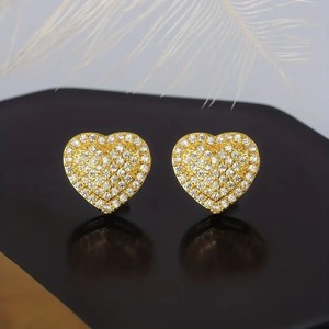 Boucles d'oreilles tendance plaquées micro-incrustées en forme de cœur pour femme, cadeau d'anniversaire de mariage - Product Image 6